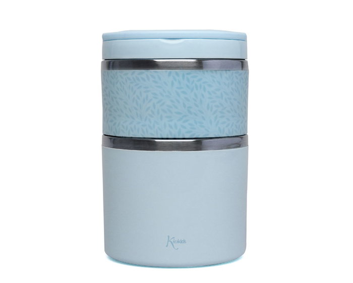 KioKids Termo Doble para Alimentos de Acero Inoxidable, 930 ml (300ml+630ml), Doble Pared, Hermético, Mantiene Temperatura, Azul