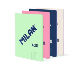 MILAN Libreta 430 A5 Cuadriculada 5x5 mm Pack de 4 Surtido