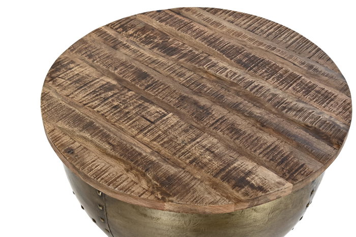 DKD Home Decor Mesa de Centro de Mango y Metal Dorado