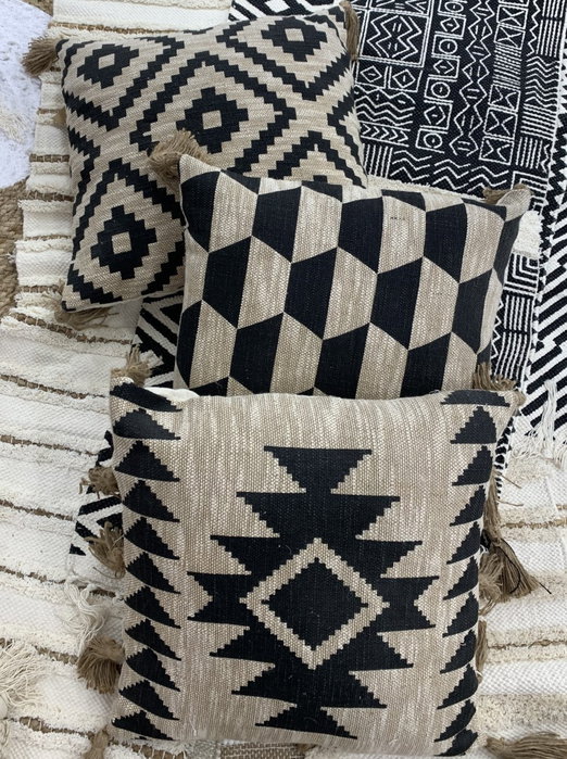 DKD Home Decor Cojín India 1c24 Boho Algodón Lino 45 x 45 cm
