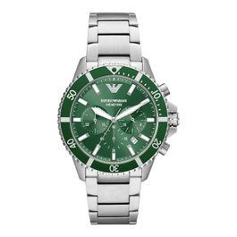 Armani AR11500 con esfera verde y correa plateada