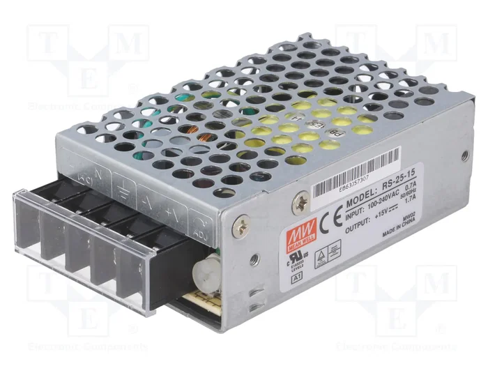 MEAN WELL RS-25 Alimentador de módulo 25W 15VDC 1,7A MEAN WELL RS-25 Alimentador de módulo 25W 15VDC 1,7A