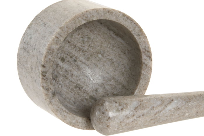 DKD Home Decor Mortero de Mármol Beige 12,5x12,5x7,5 cm