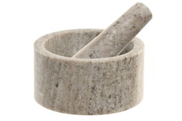 DKD Home Decor Mortero de Mármol Beige 12,5x12,5x7,5 cm