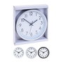 Reloj de pared redondo, colores surtidos (blanco/plata/negro), fondo blanco con números negros, Ø20 x 3.8 cm, funciona con pila AA (no incluida)
