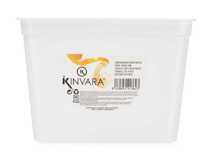 Kinvara Portabasura Puerta con Soporte Blanco 27 x 18 x 16.5 cm (Set de 12)