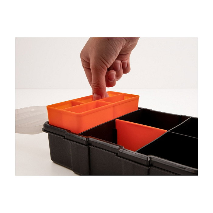 DeLOCK Caja de clasificación con 11 compartimentos 220 x 155 x 60 mm naranja/negro