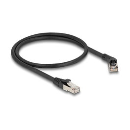 DeLOCK Cable de red RJ45 Cat.6A S/FTP 0,5 m negro con conector angulado 45°