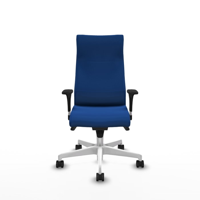 PIQUERAS Y CRESPO Sillón Albacete con mecanismo Sincro, Similpiel Azul y Base Blanca