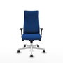 PIQUERAS Y CRESPO Sillón Albacete con mecanismo Sincro, Similpiel Azul y Base Blanca