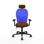 PIQUERAS Y CRESPO Silla de oficina Jorquera con mecanismo Sincro/Traslack, Azul y Marrón