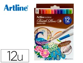 Artline Rotulador Supreme Brush Punta Pincel Base Agua Bolsa 12 Unidades Colores Surtidos