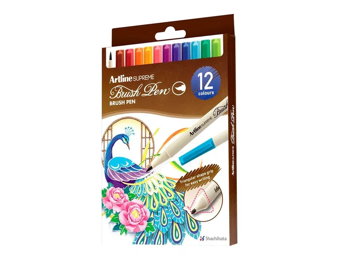 Artline Rotulador Supreme Brush Punta Pincel Base Agua Bolsa 12 Unidades Colores Surtidos