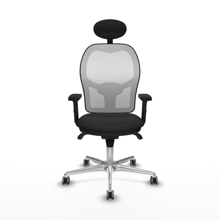 PIQUERAS Y CRESPO Silla de oficina Jorquera con mecanismo Sincro, Similpiel Negro y Malla Blanca