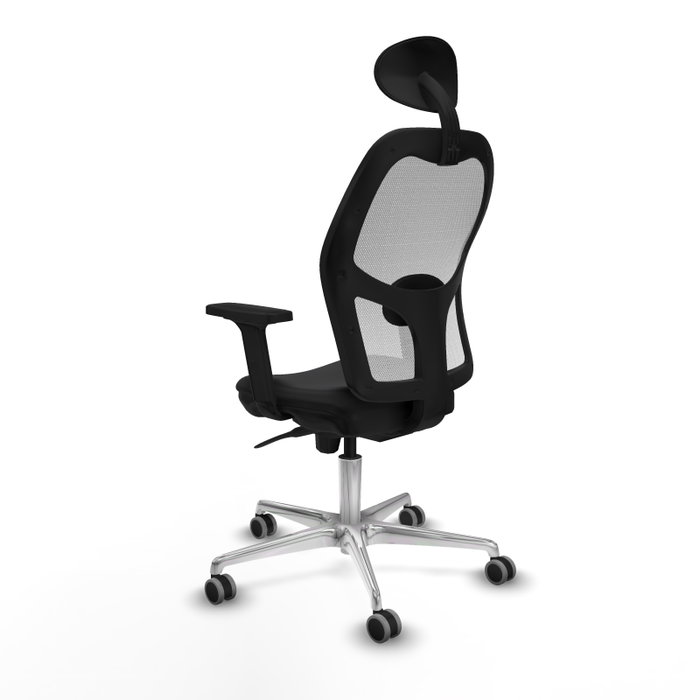PIQUERAS Y CRESPO Silla de oficina Jorquera con mecanismo Sincro, Similpiel Negro y Malla Blanca