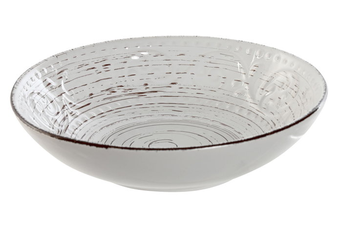 DKD Home Decor Plato de Gres con Acabado Relieve Blanco 20x20x5 cm DKD Home Decor Plato de Gres con Acabado Relieve Blanco 20x20x5 cm