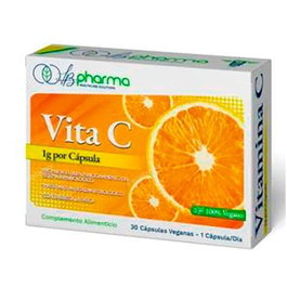 LB PHARMA Vita C 30 Cap. Complemento Alimenticio Vegano con 1000mg Vitamina C para Sistema Inmune y Reducción de Cansancio y Fatiga