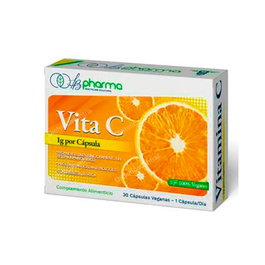 LB PHARMA Vita C 30 Cap. Complemento Alimenticio Vegano con 1000mg Vitamina C para Sistema Inmune y Reducción de Cansancio y Fatiga