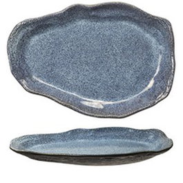 Summa Oyster Granilla Fuente de Gres Vitrificado Azul-Negro 30 x 22 cm (Set de 6)