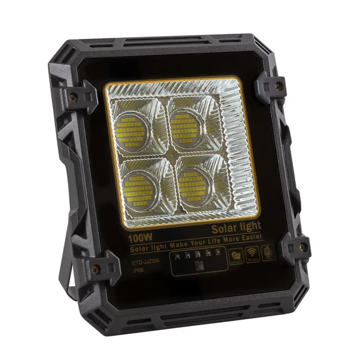 Proyector LED 100W con Panel Solar, Control Remoto e IP65 Blanco Frío [1916-FLSOL-100W-CW]