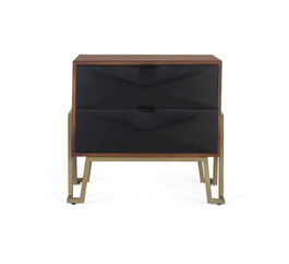 GINER Y COLOMER Mesita de Noche Madera de Mango con Cajones Geométricos, Avellana y Negro