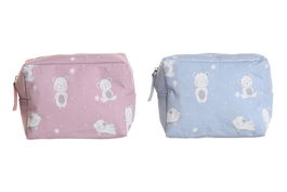 DKD Home Decor Neceser Sweet baby 23 Rosa Azul Impermeable Canvas Osos 6 x 12 x 15 cm (2 Unidades)