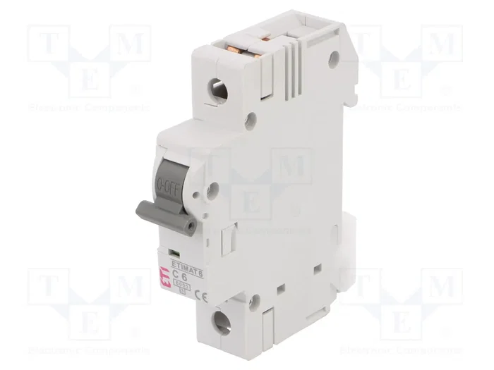 ETI POLAM Interruptor magnetotérmico ETIMAT 6 1P C6 6A 6kA ETI POLAM Interruptor magnetotérmico ETIMAT 6 1P C6 6A 6kA