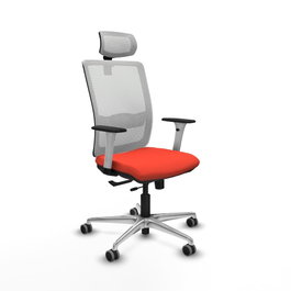 PIQUERAS Y CRESPO Silla de oficina Haches con mecanismo Sincro/Traslack Naranja oscuro y Blanco