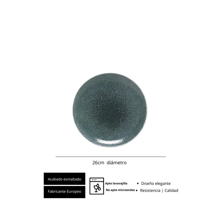 PORVASAL Plato R.Natur Sea Llano 26 cm Gris Porcelana (Set de 24)