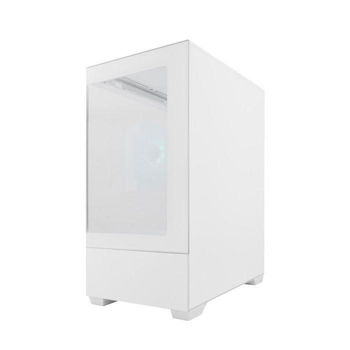 Coolbox Caja de Ordenador Gaming GM200 Vision Lite, Torre Compacta M-ATX/ITX, Cristal Templado, Compatible con Gráficas 280 mm, USB-C, Color Blanco/Negro, sin Fuente