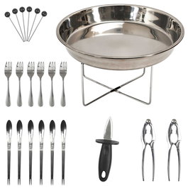 Home Deco Factory Juego De 22 Piezas Marisco Inoxidable - Cuchillo Ostras, Tenedores Ostras, Pinzas Crustáceos y Pinchos