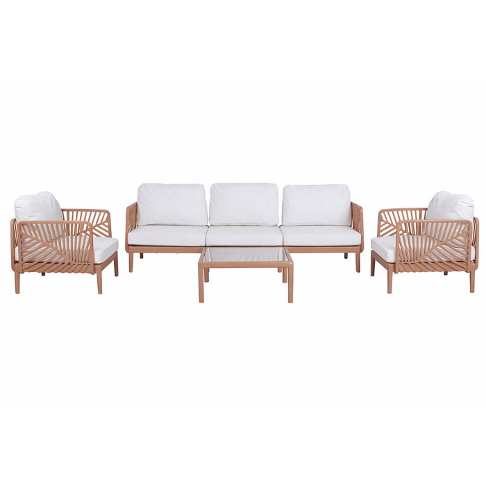 DKD Home Decor Set de Sofá de 4 Piezas Terracota Repelente al Agua