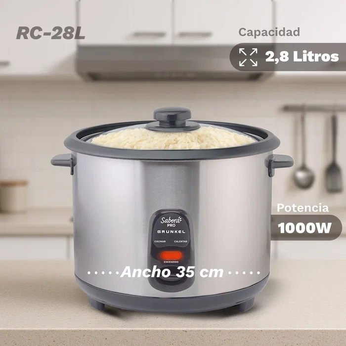 Grunkel Arrocera RC-28L de 2,8 L, 1000 W, Gris oscuro