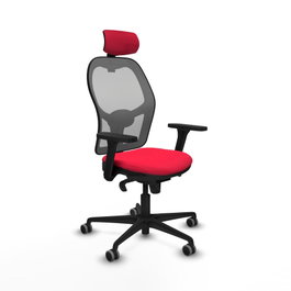 PIQUERAS Y CRESPO Silla de oficina Jorquera con mecanismo Sincro, Tela Roja y Malla Gris