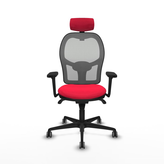 PIQUERAS Y CRESPO Silla de oficina Jorquera con mecanismo Sincro, Tela Roja y Malla Gris