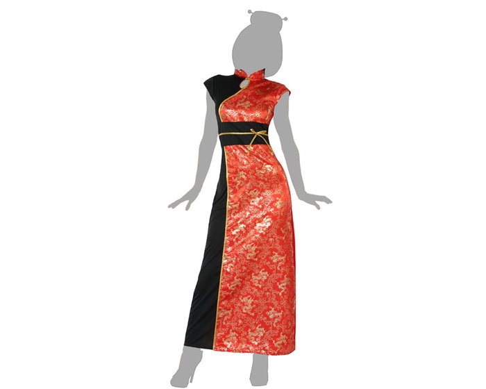 Disfraz China Mujer Adulto Vestido Rojo