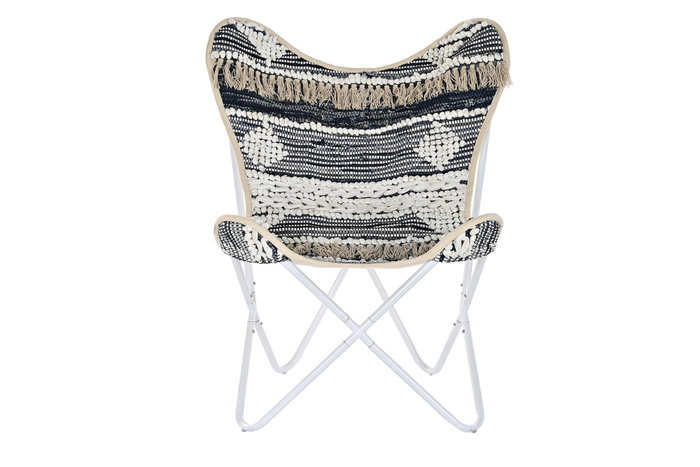 DKD Home Decor Otric Sillón Boho Blanco 74 x 65 x 90 cm