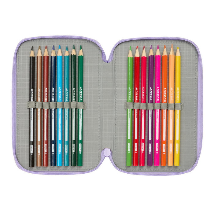 Safta Estuche Escolar Kuromi Triple Cremallera 37 Piezas