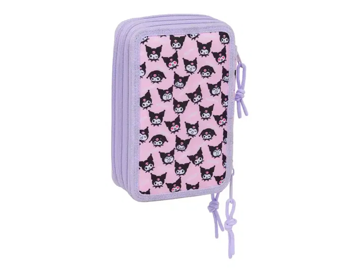 Safta Plumier Escolar Kuromi Triple Cremallera 37 Piezas, Dimensiones 195x125x55 mm