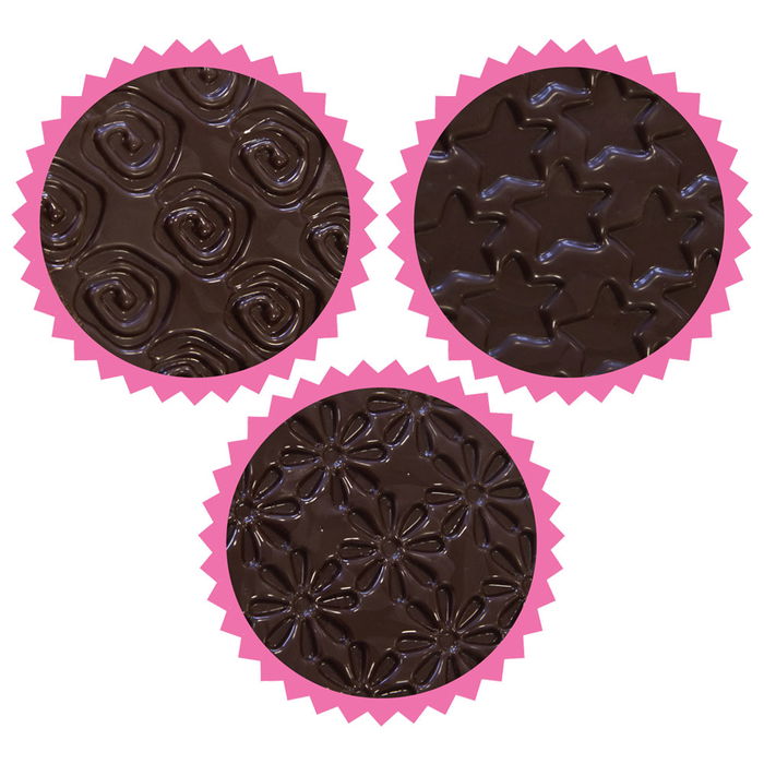 Lily Cook Juego de 3 Hojas Molde Chocolate Espiral Estrella Flor Plástico 22x14 cm