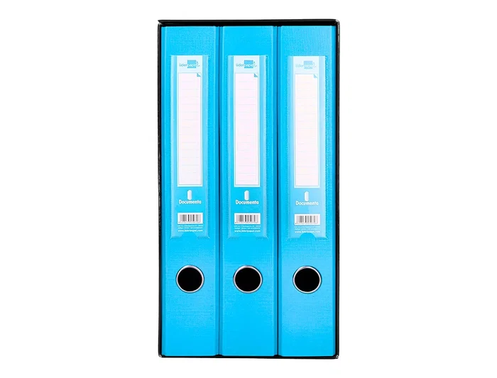 Liderpapel Archivador de Folio con 2 Anillas y Mecanismo de Palanca de 52mm, Celeste