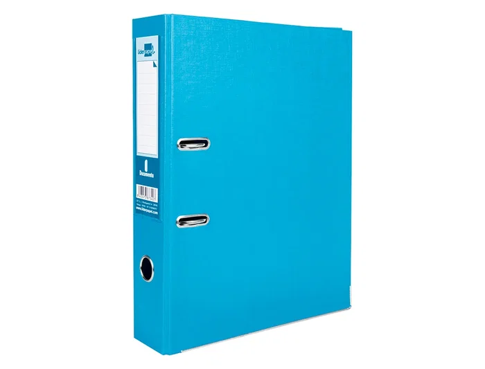 Liderpapel Archivador de Folio con 2 Anillas y Mecanismo de Palanca de 52mm, Celeste