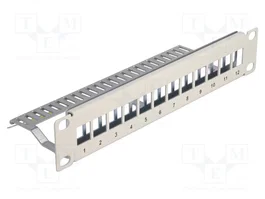 DeLOCK Panel de Conexión Keystone de 10″, 12 Puertos, 1U, Gris