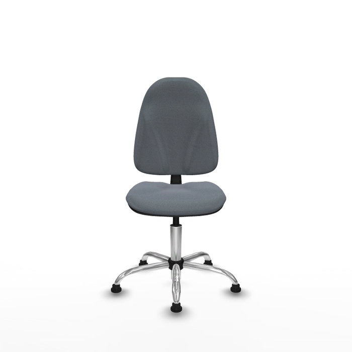 Silla de oficina Algarra con mecanismo Contacto permanente básico tapizada con Tela color Gris. Equipada con Base cromada, Sin brazosy Topes