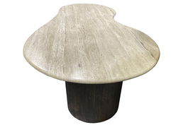 DKD Home Decor Mesa Comedor Beige Marron Mango Marmol 120 x 120 x 78 cm