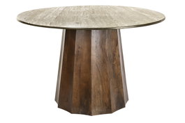 DKD Home Decor Mesa de Comedor Mango y Mármol 120x120x78 Beige