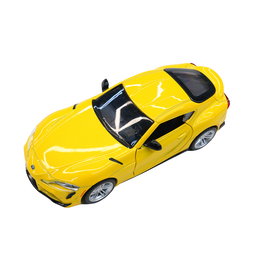 DEQUBE Toyota Supra Amarillo - Coche a Escala 1:31 Pullback de Metal Die-Cast con Detalle - Vehículo Coleccionable MSZ D00379