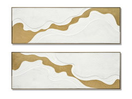 DKD Home Decor Cuadro Lienzo Abstracto 2 Surtido Blanco y Dorado
