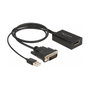 DeLOCK Adaptador DVI Macho a DisplayPort 1.2 Hembra 4K HDR, 50 cm, Negro, Referencia 89109 (Análogo al DELOCK)