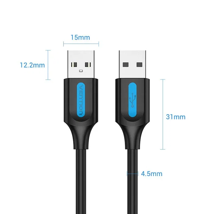 Vention Cable USB 2.0 COJBH Macho a Macho 2m Negro